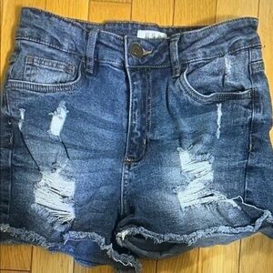 Women's Distressed Denim Athletic Shorts